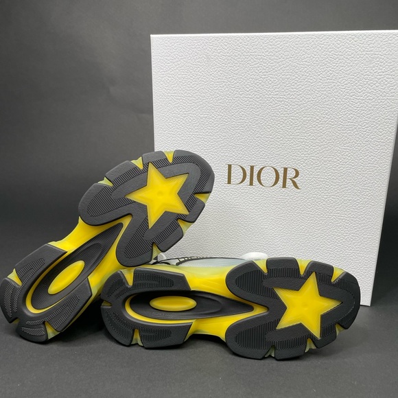 DIOR VIBE LEATHER-TRIM BLACK & YELLOW SNEAKER SIZE 40 - Picture 5 of 12